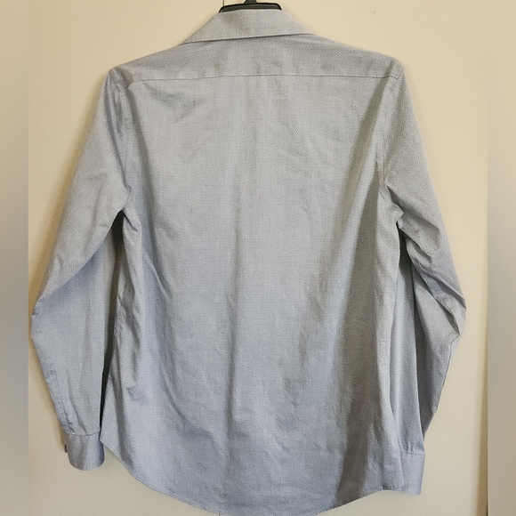 M24 Calvin Klein gray stretch micro-pattern slim wrinkle free long sleeve shirt - Picture 2 of 9